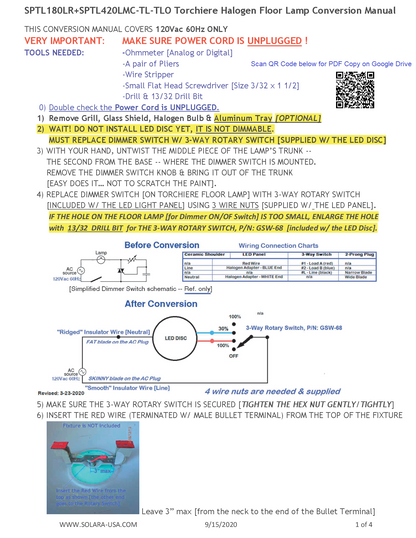 Triple Light Output 8" Diameter, 5400-Lumen LED Disc for Conversion from Halogen-Bulb Torchiere Floor Lamp, P/N: SPTL180LR+420LMC-TL-TLO--COLOR