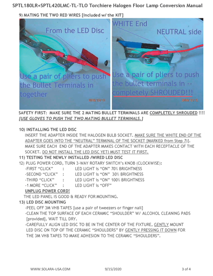 Triple Light Output 8" Diameter, 5400-Lumen LED Disc for Conversion from Halogen-Bulb Torchiere Floor Lamp, P/N: SPTL180LR+420LMC-TL-TLO--COLOR