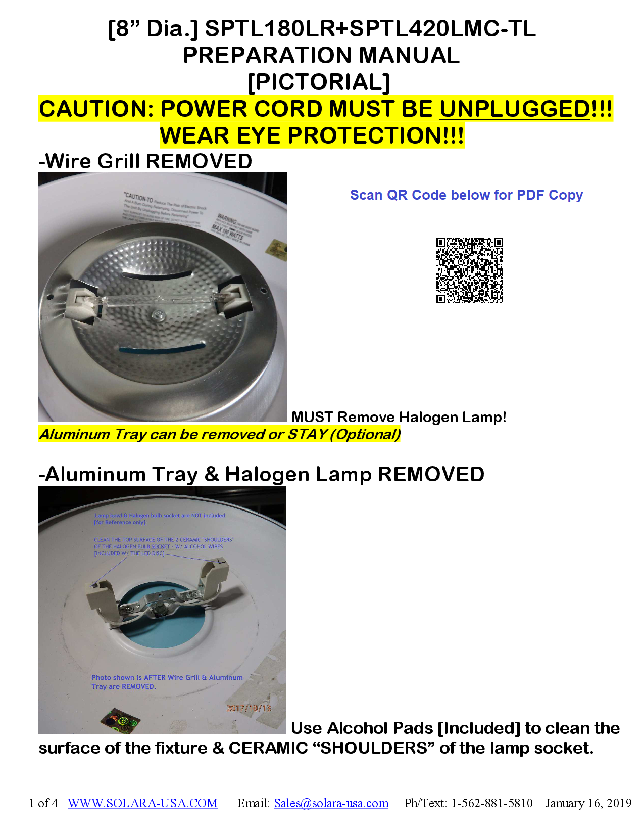 8" Diameter, 5400-Lumen LED Disc for Conversion from Halogen-Bulb Torchiere Floor Lamp, P/N: SPTL180LR+420LMC-TL-COLOR