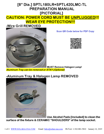 8" Diameter, 5400-Lumen LED Disc for Conversion from Halogen-Bulb Torchiere Floor Lamp, P/N: SPTL180LR+420LMC-TL-COLOR