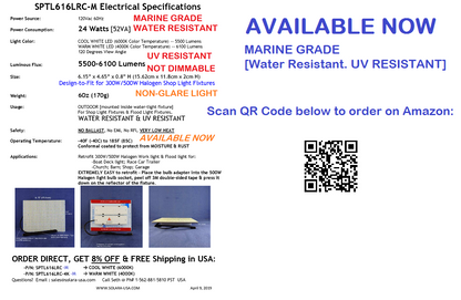 5500lm LED Panel Replacement for Halogen Bulb in Twin-Pack Shop Light Fixtures, P/N: SPTL616LRC-M-COLOR