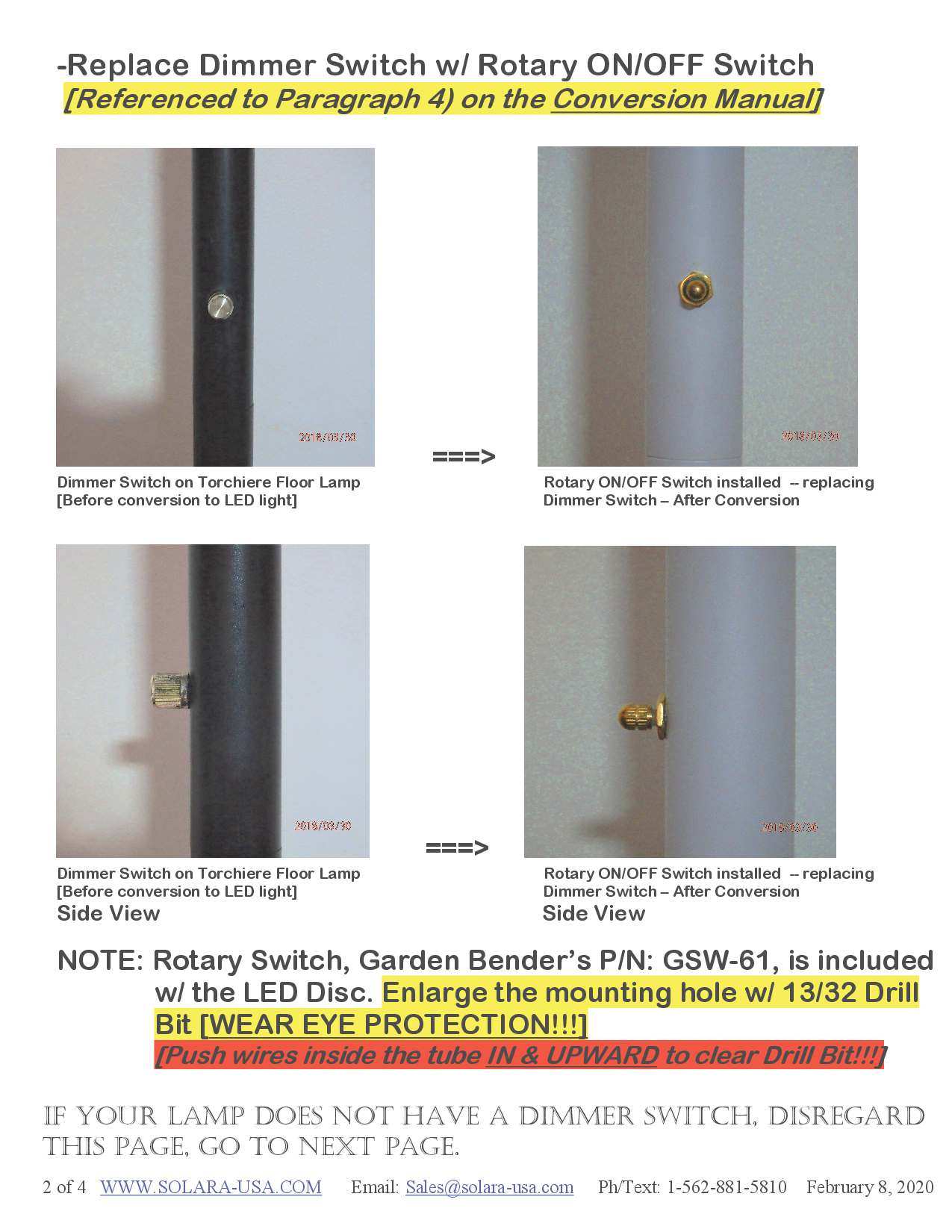 8" Diameter, 5400-Lumen LED Disc for Conversion from Halogen-Bulb Torchiere Floor Lamp, P/N: SPTL180LR+420LMC-TL-COLOR