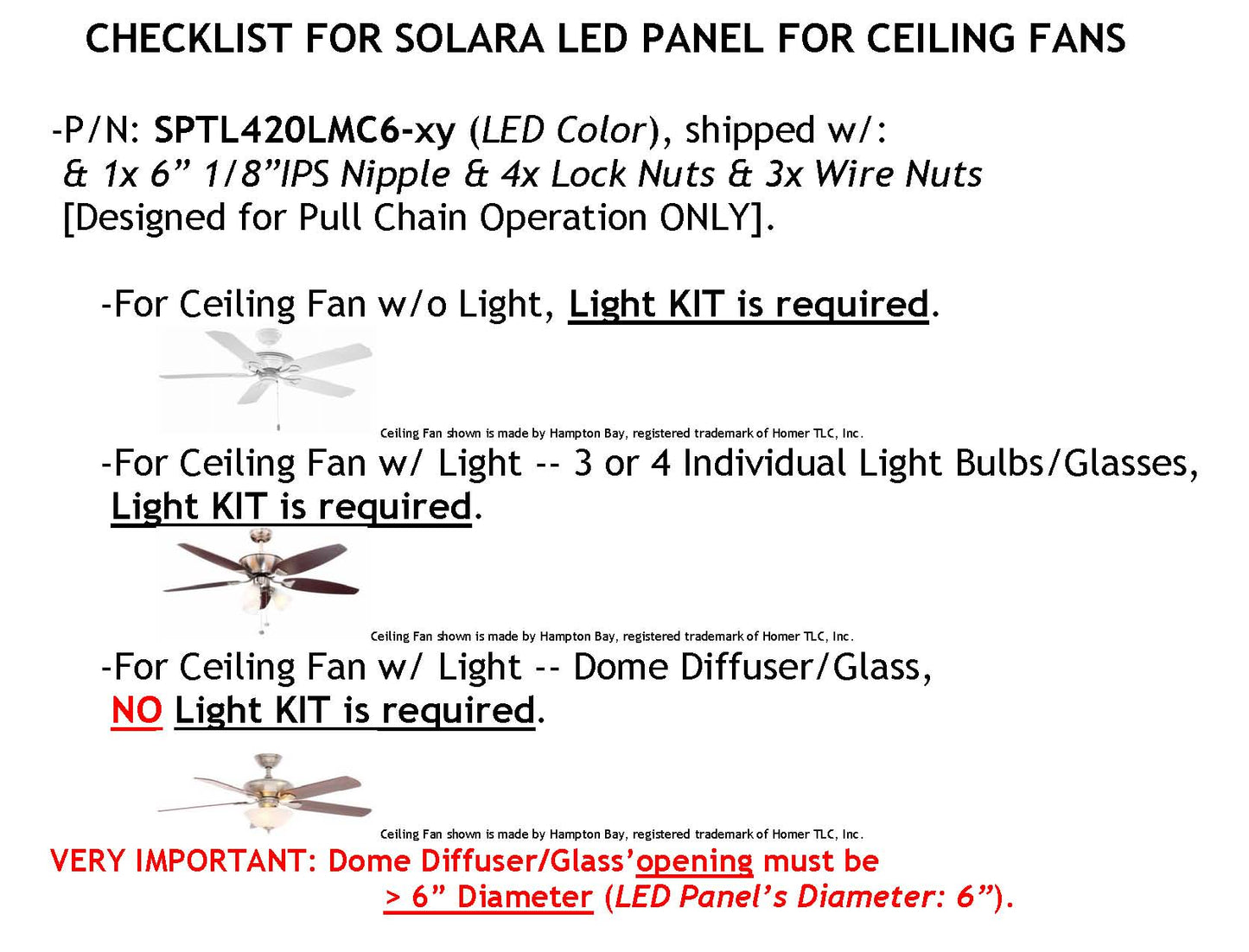 6" Diameter 4000-lumen LED Circular Light for Ceiling Light & Ceiling Fan Light, P/N: SPTL420LMC6-COLOR