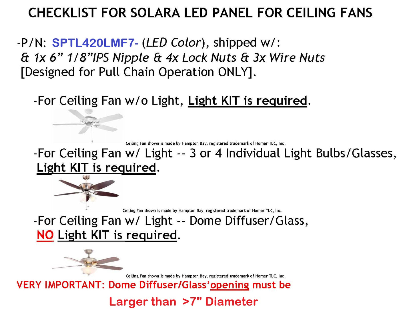 7" Diameter 4000-lumen LED Circular Light for Ceiling Light & Ceiling Fan Light, P/N: SPTL420LMF7-COLOR