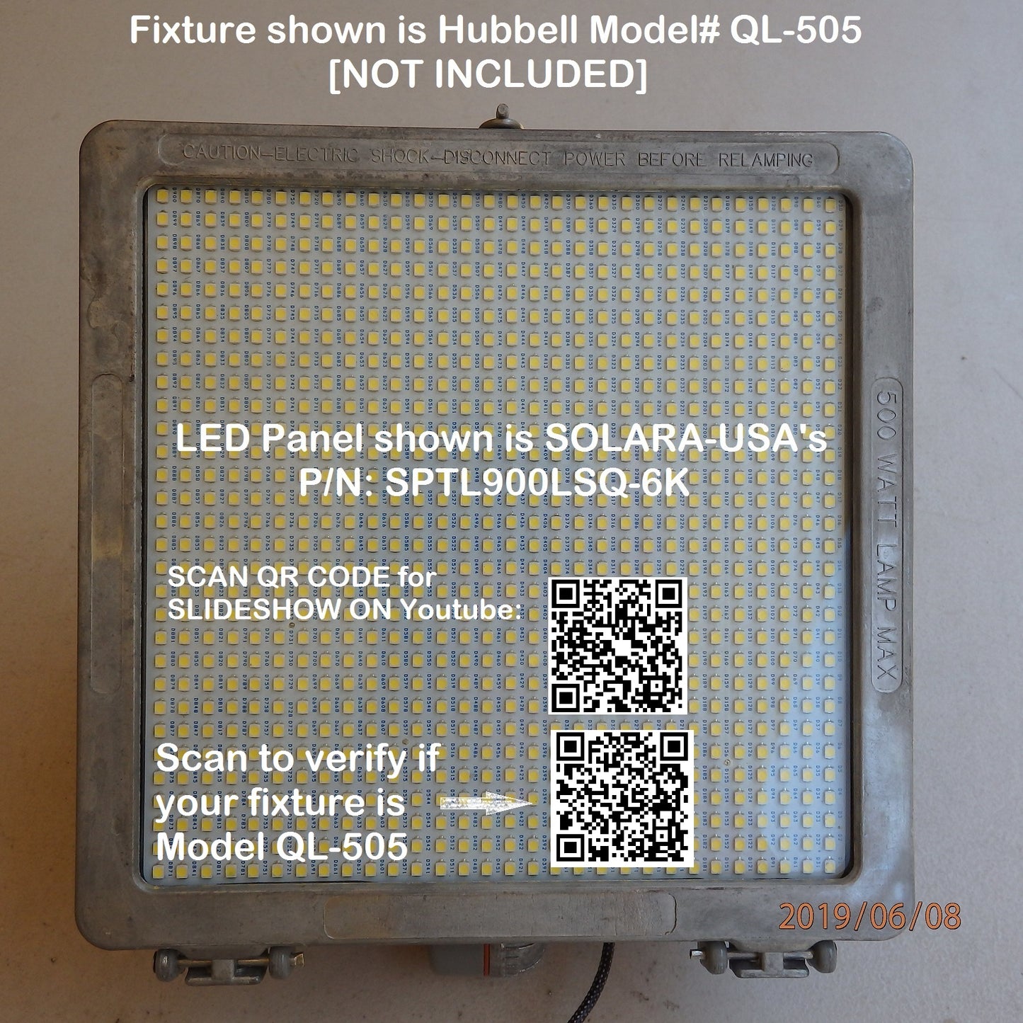 8000lm LED Panel Replacement for Halogen Bulb in Flood Light Fixtures, P/N: SPTL900LSQ-M-COLOR