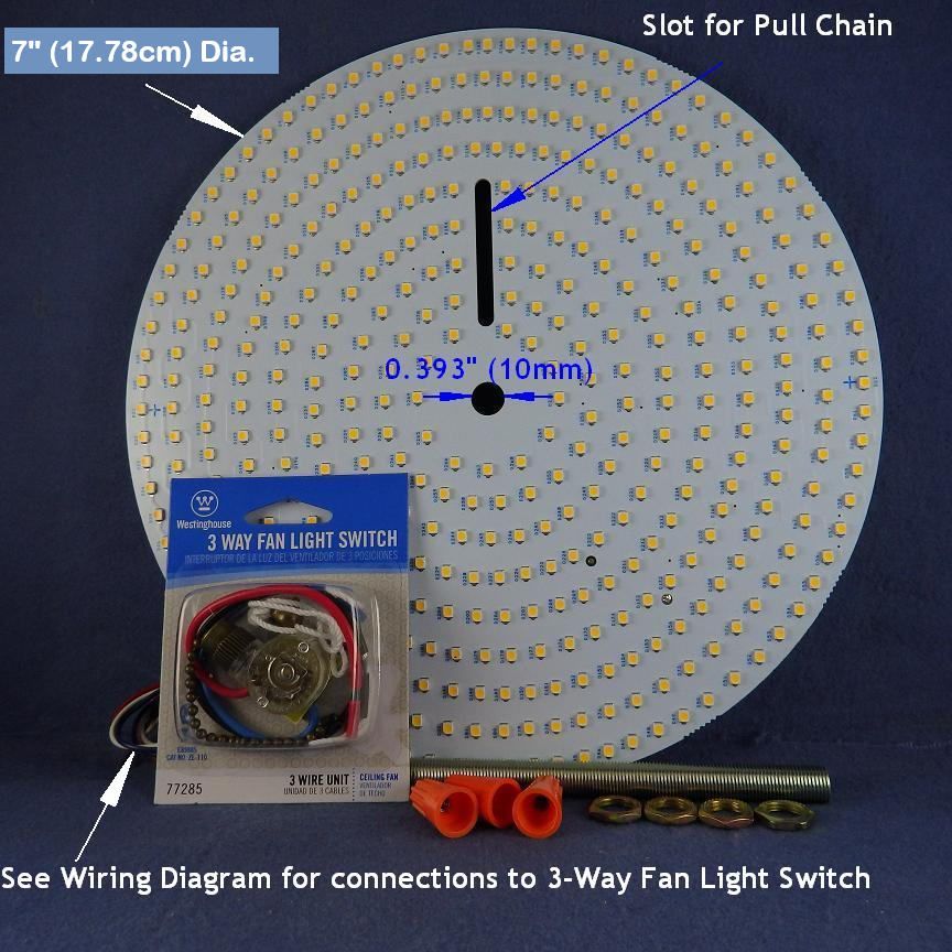 7" Diameter 4000-lumen LED Circular Light, with Double Light Output, for Ceiling Light & Ceiling Fan Light, P/N: SPTL420LMF7-COLOR