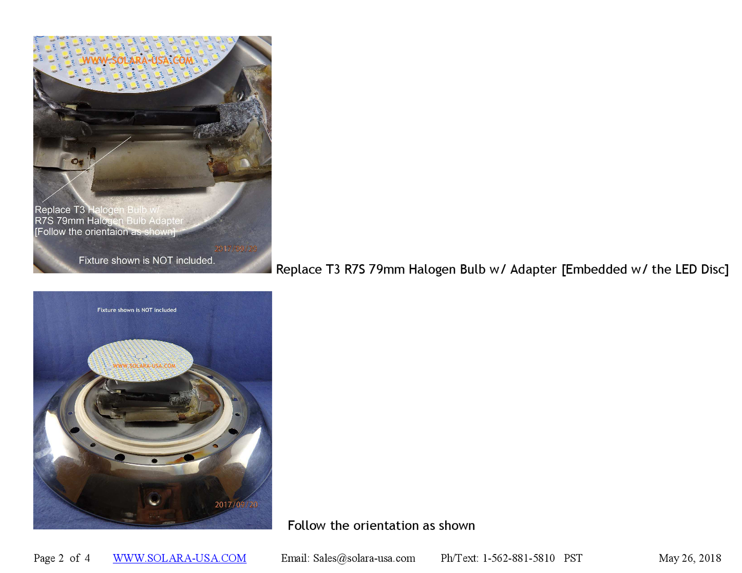 4000lm LED Kits for Halogen Bulb Replacement for Aqualumin II Fixture, P/N: SPTL420LM6-PLII-COLOR