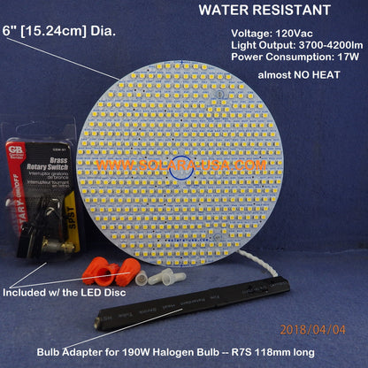 6" Diameter, 4000-Lumen LED Disc for Conversion from Halogen-Bulb Torchiere Floor Lamp, P/N: SPTL-420LMC6-TL-COLOR
