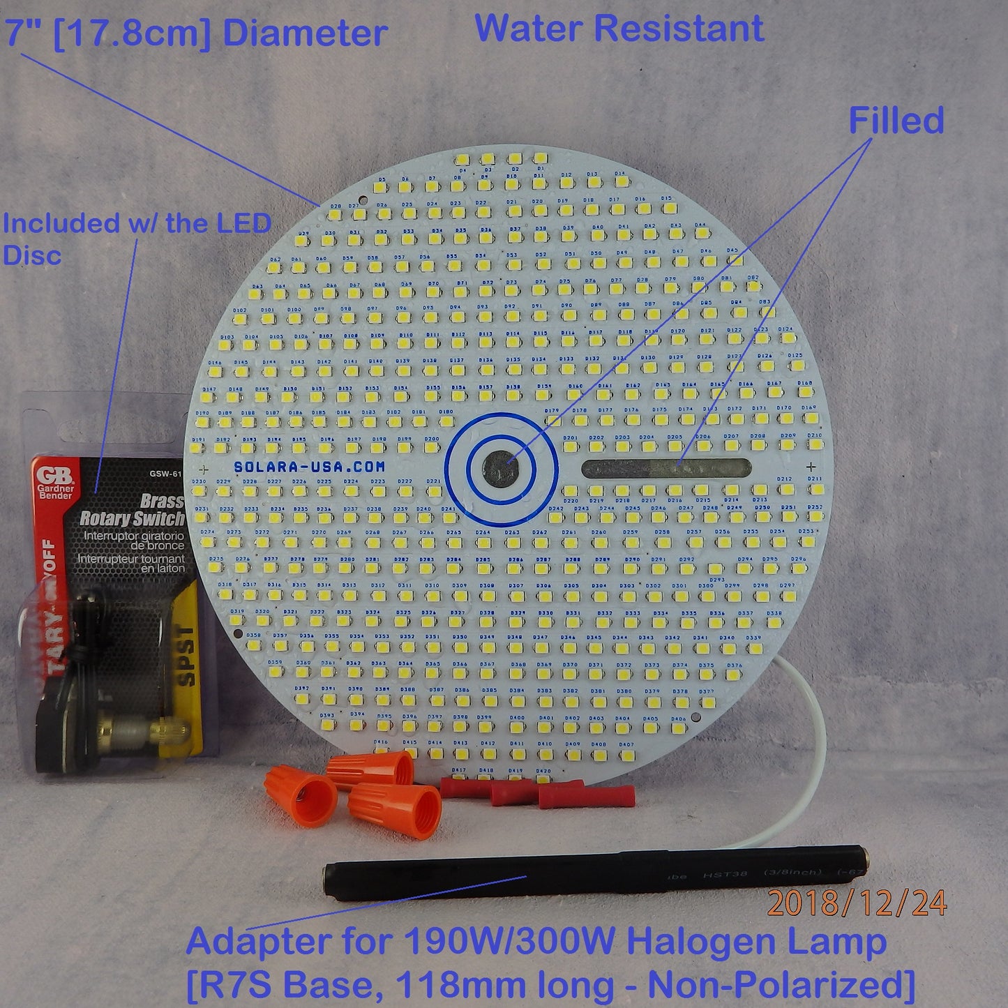 7" Diameter, 4000-Lumen LED Disc for Conversion from Halogen-Bulb Torchiere Floor Lamp, P/N: SPTL-420LMF7-TL-COLOR