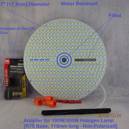 7" Diameter, 4000-Lumen LED Disc for Conversion from Halogen-Bulb Torchiere Floor Lamp, P/N: SPTL-420LMF7-TL-COLOR