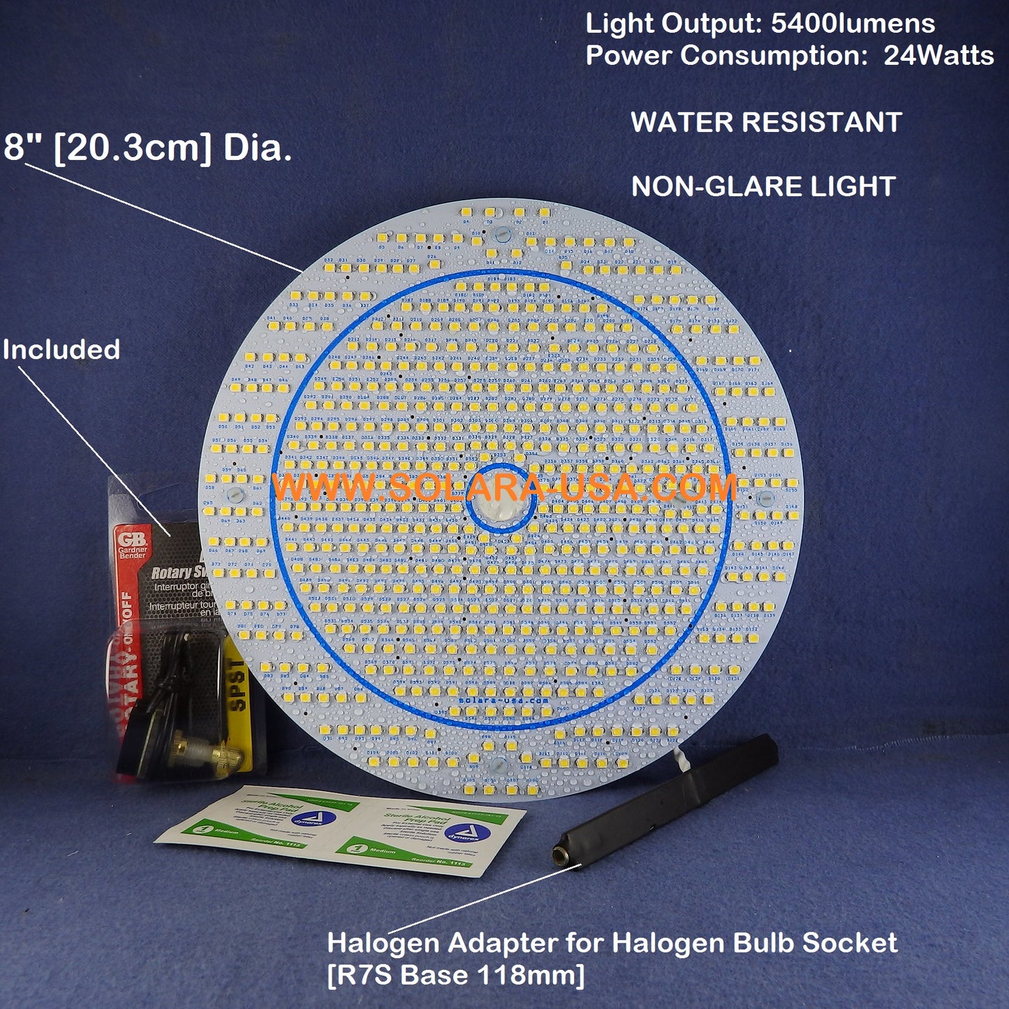 8" Diameter, 5400-Lumen LED Disc for Conversion from Halogen-Bulb Torchiere Floor Lamp, P/N: SPTL180LR+420LMC-TL-COLOR