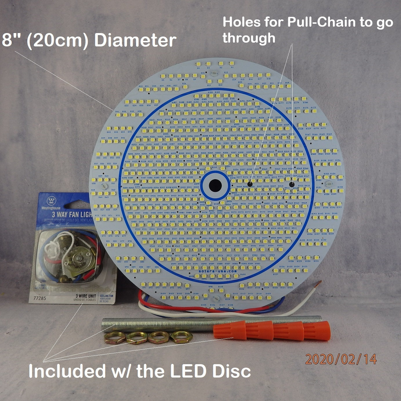 8" Diameter 5400-lumen Triple Light Output LED Circular Light for Ceiling Light & Ceiling Fan Light, P/N: SPTL180LR+LMC420LMC-TLO-COLOR