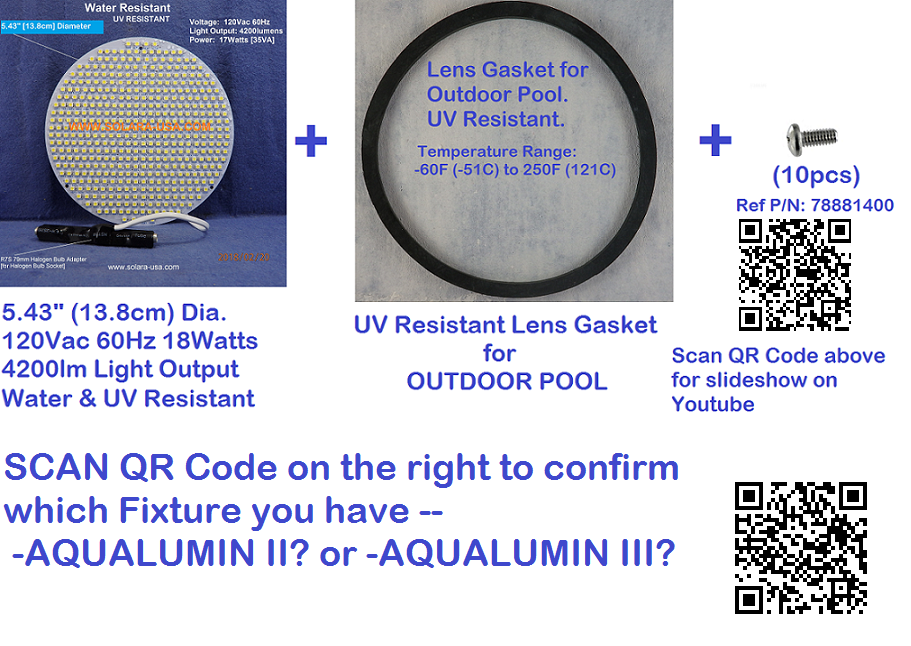 4200lm LED Kits for Halogen Bulb Replacement for Aqualumin III Fixture, P/N: SPTL448LM56-PLIII-COLOR