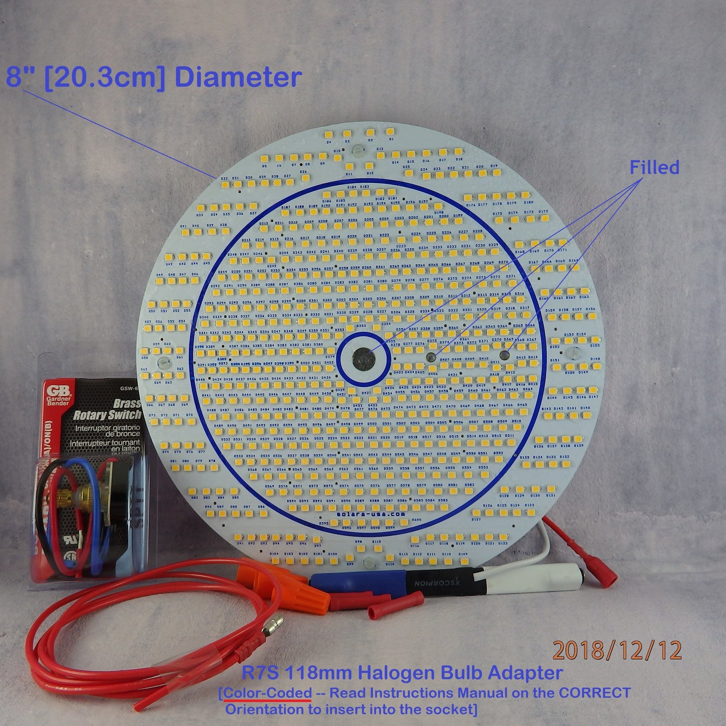 Triple Light Output 8" Diameter, 5400-Lumen LED Disc for Conversion from Halogen-Bulb Torchiere Floor Lamp, P/N: SPTL180LR+420LMC-TL-TLO--COLOR