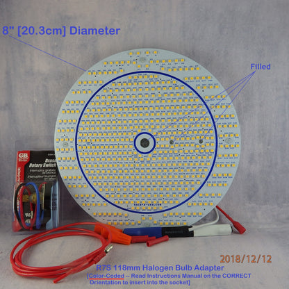 Triple Light Output 8" Diameter, 5400-Lumen LED Disc for Conversion from Halogen-Bulb Torchiere Floor Lamp, P/N: SPTL180LR+420LMC-TL-TLO--COLOR