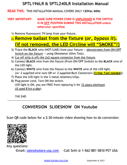 Our BRIGHTEST 8" LED Circlines Replacement for Fluorescent Desk Lamps, P/N: SPTL-240LR-COLOR
