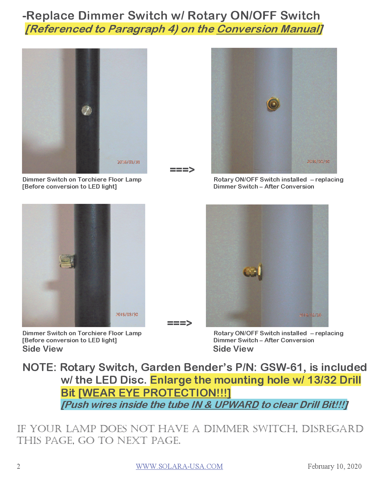 6" Diameter, 4000-Lumen LED Disc for Conversion from Halogen-Bulb Torchiere Floor Lamp, P/N: SPTL-420LMC6-TL-COLOR