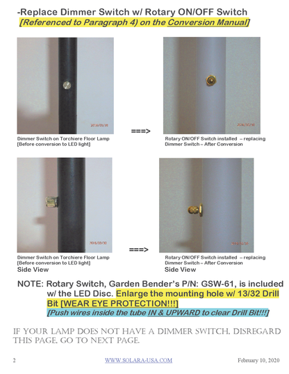 6" Diameter, 4000-Lumen LED Disc for Conversion from Halogen-Bulb Torchiere Floor Lamp, P/N: SPTL-420LMC6-TL-COLOR