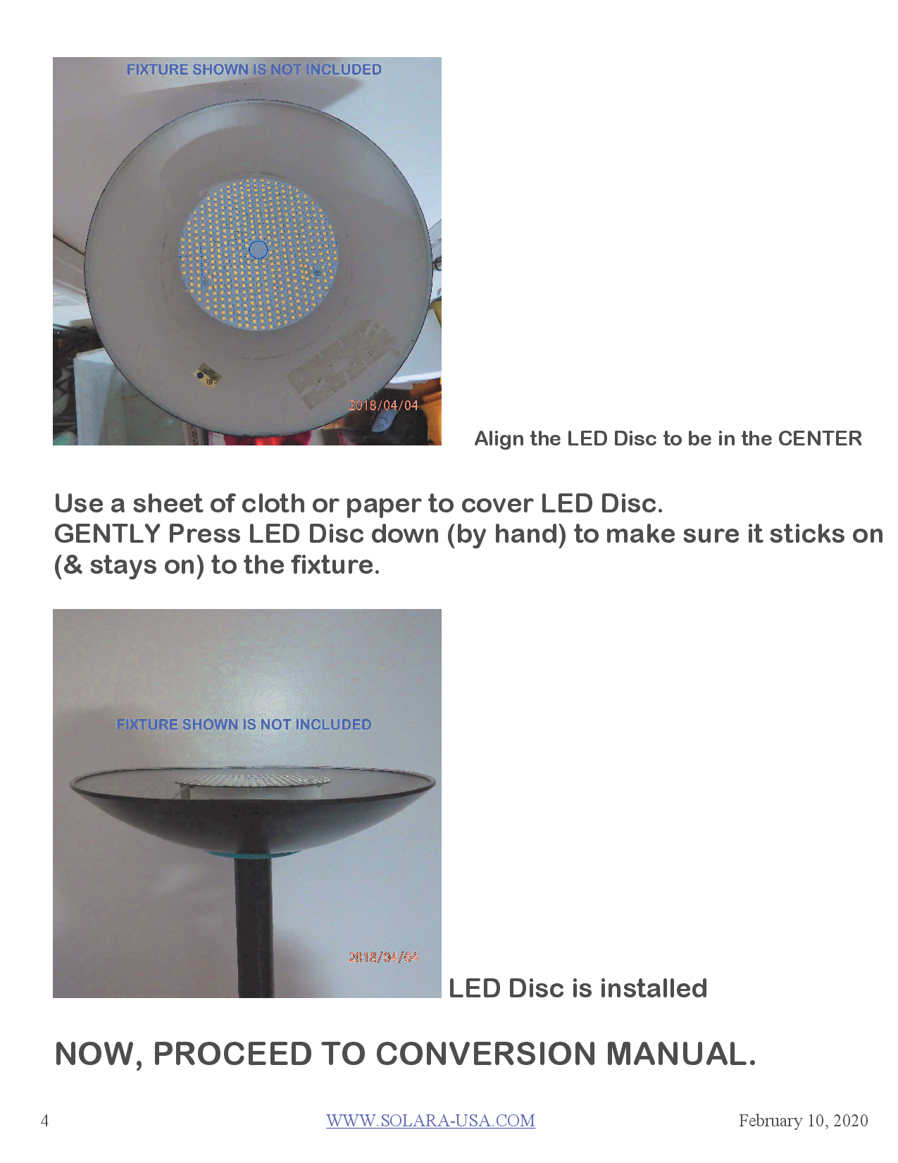 6" Diameter, 4000-Lumen LED Disc for Conversion from Halogen-Bulb Torchiere Floor Lamp, P/N: SPTL-420LMC6-TL-COLOR