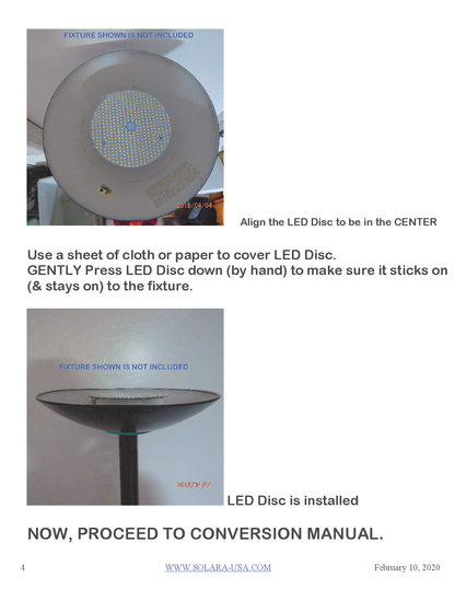 6" Diameter, 4000-Lumen LED Disc for Conversion from Halogen-Bulb Torchiere Floor Lamp, P/N: SPTL-420LMC6-TL-COLOR