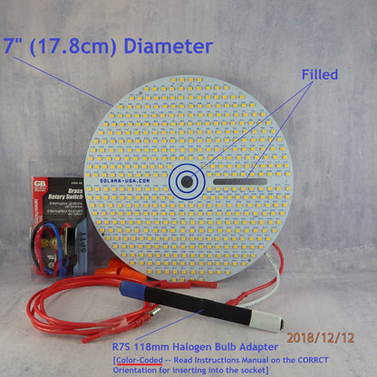 7" Diameter, 4000-Lumen, Double Light Output LED Disc for Conversion from Halogen-Bulb Torchiere Floor Lamp, P/N: SPTL-420LMF7-DLO-TL-COLOR