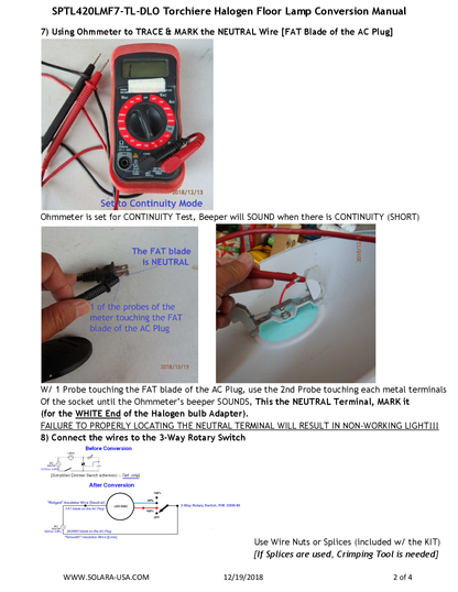 7" Diameter, 4000-Lumen, Double Light Output LED Disc for Conversion from Halogen-Bulb Torchiere Floor Lamp, P/N: SPTL-420LMF7-DLO-TL-COLOR