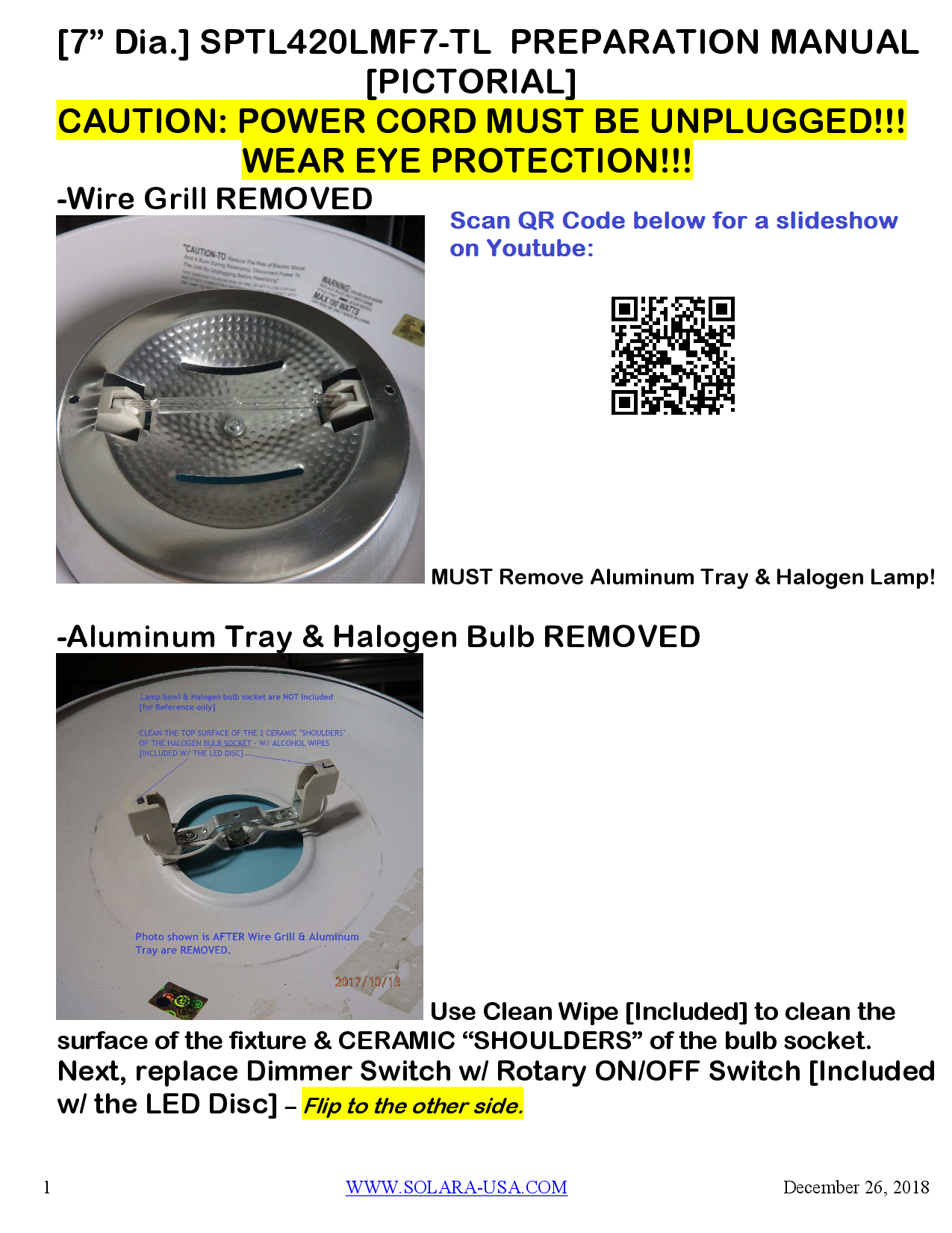 7" Diameter, 4000-Lumen LED Disc for Conversion from Halogen-Bulb Torchiere Floor Lamp, P/N: SPTL-420LMF7-TL-COLOR