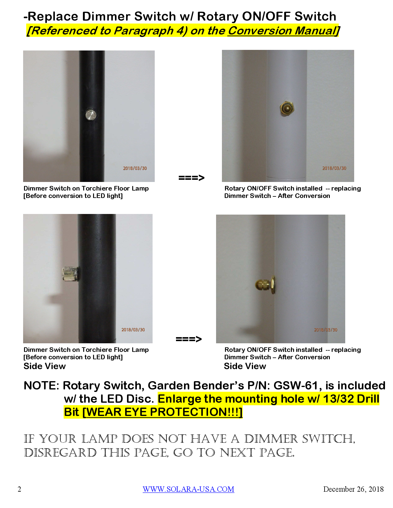 7" Diameter, 4000-Lumen LED Disc for Conversion from Halogen-Bulb Torchiere Floor Lamp, P/N: SPTL-420LMF7-TL-COLOR