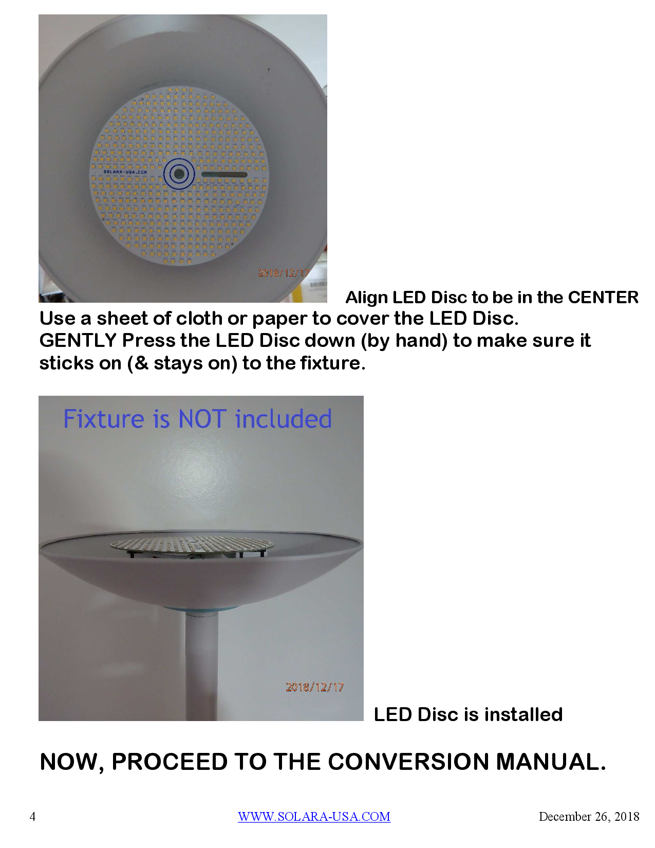 7" Diameter, 4000-Lumen LED Disc for Conversion from Halogen-Bulb Torchiere Floor Lamp, P/N: SPTL-420LMF7-TL-COLOR