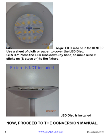 7" Diameter, 4000-Lumen LED Disc for Conversion from Halogen-Bulb Torchiere Floor Lamp, P/N: SPTL-420LMF7-TL-COLOR