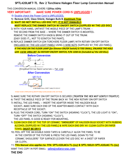 7" Diameter, 4000-Lumen LED Disc for Conversion from Halogen-Bulb Torchiere Floor Lamp, P/N: SPTL-420LMF7-TL-COLOR