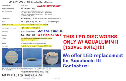 4200lm LED Kits for Halogen Bulb Replacement for Aqualumin II Fixture, P/N: SPTL448LM56-PLII-COLOR