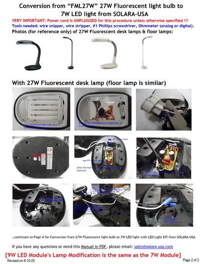 Our Very BRIGHT LED Replacement for Fluorescent Desk Lamp, P/N: SPTL224FML-COLOR