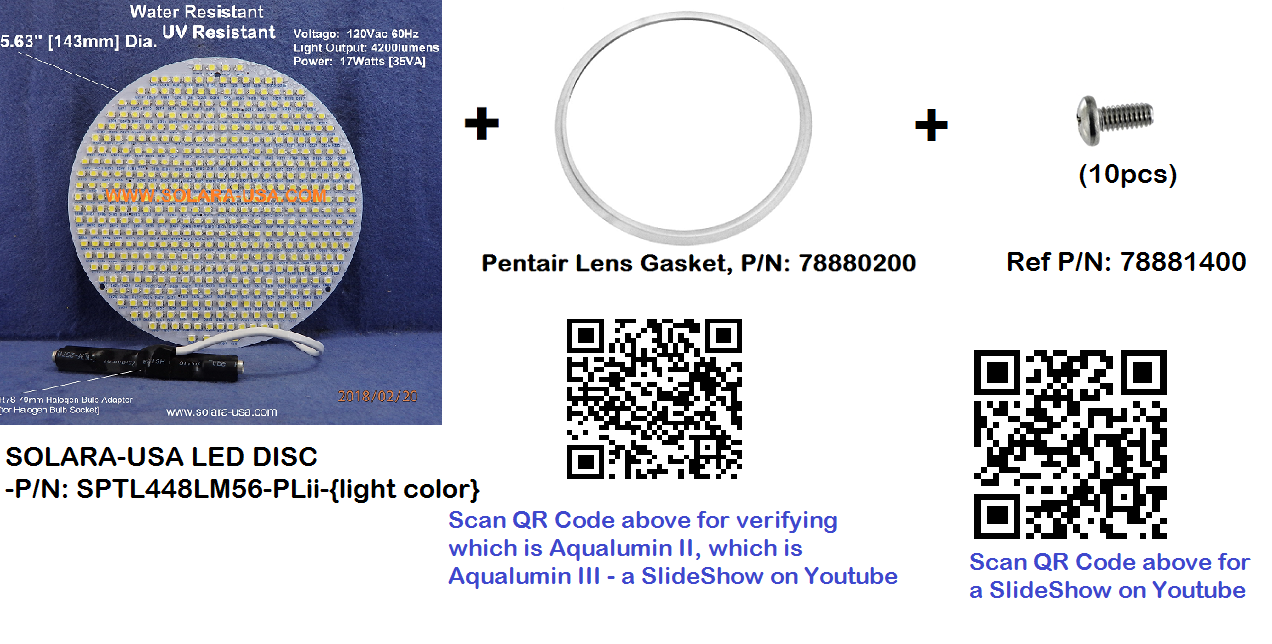 4200lm LED Kits for Halogen Bulb Replacement for Aqualumin II Fixture, P/N: SPTL448LM56-PLII-COLOR
