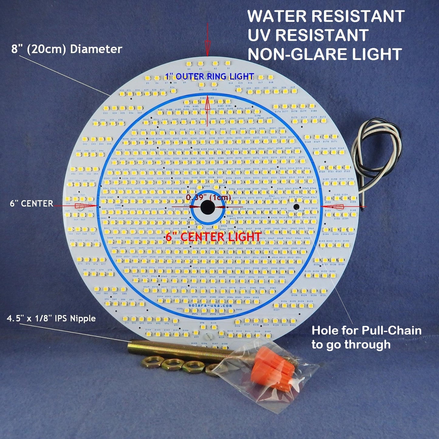 8" Diameter 5400-lumen LED Circular Light for Ceiling Light & Ceiling Fan Light, P/N: SPTL180LR+LMC420LMC-COLOR