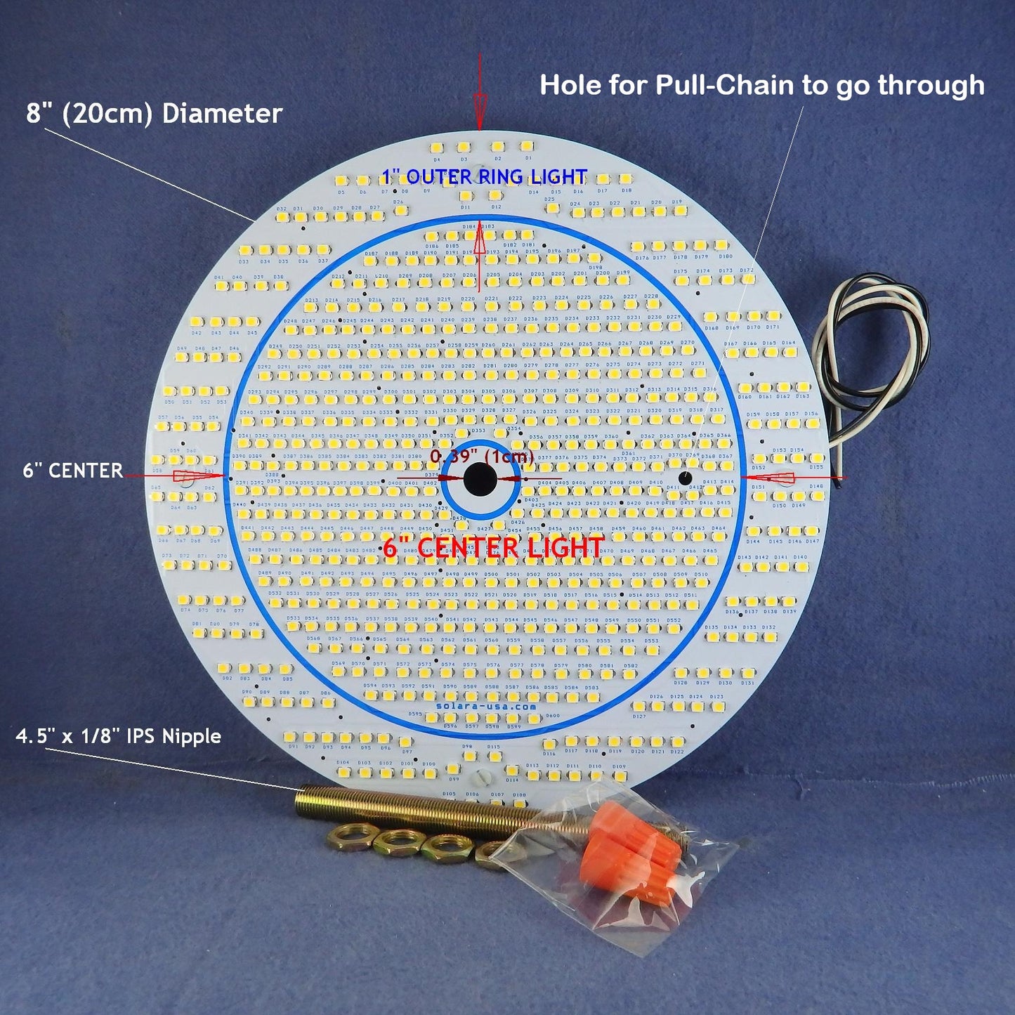 8" Diameter 5400-lumen LED Circular Light for Ceiling Light & Ceiling Fan Light, P/N: SPTL180LR+LMC420LMC-COLOR