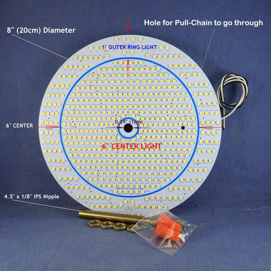 8" Diameter 5400-lumen LED Circular Light for Ceiling Light & Ceiling Fan Light, P/N: SPTL180LR+LMC420LMC-COLOR