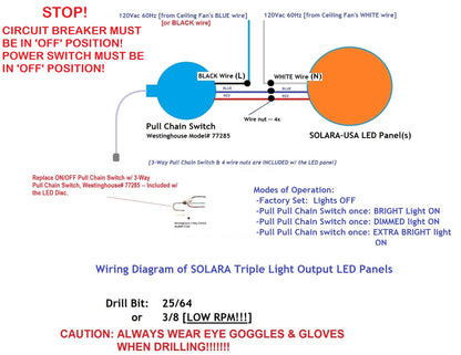 8" Diameter 5400-lumen Triple Light Output LED Circular Light for Ceiling Light & Ceiling Fan Light, P/N: SPTL180LR+LMC420LMC-TLO-COLOR